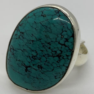 .950 Sterling Silver Turquoise Adjustable Ring NEW